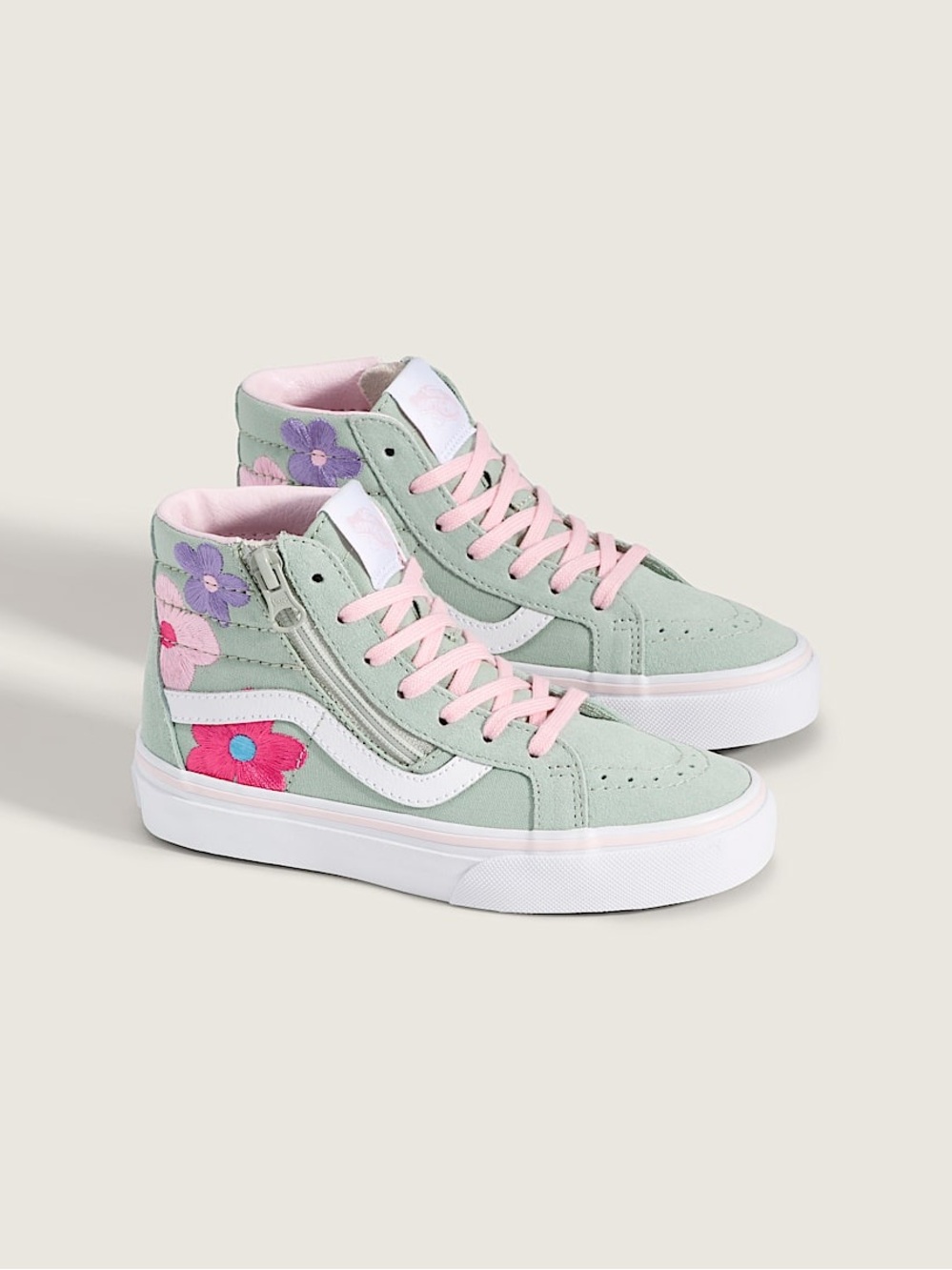 Vans Sk8-Hi Zip Floral Embroidered High Top Sneakers Kids Size 12